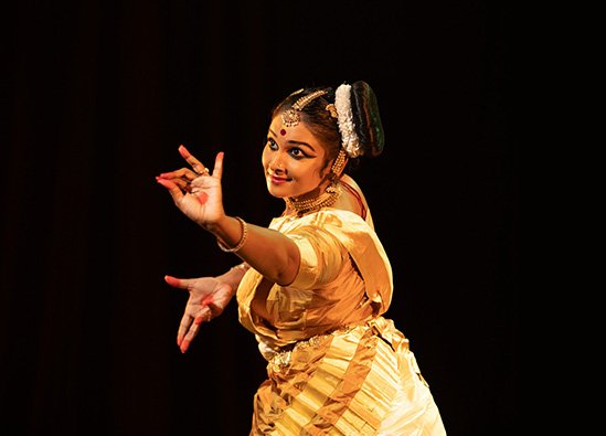Classical Mohiniyattam dancer expressive hand gesture